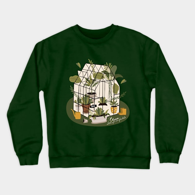 Plant Lover Greenhouse Crewneck Sweatshirt by la'lunadraw